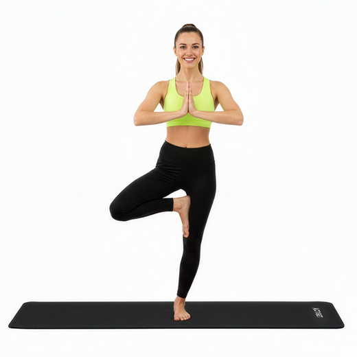 Mata do jogi, ćwiczeń fitness 183x61 cm antypoślizgowa, materac do stretchingu czarny