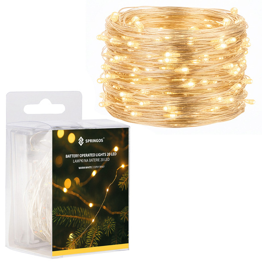 Lampki choinkowe 20 LED druciki mikro na baterie