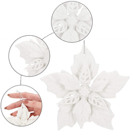 Zawieszka choinkowa 12 cm gwiazda betlejemska świąteczna ozdoba biały brokat