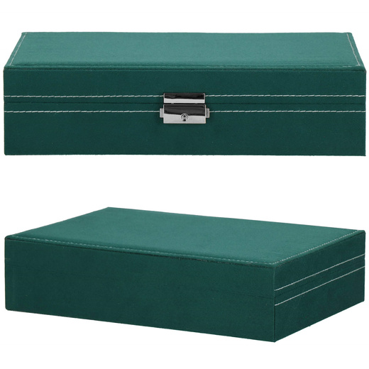 Szkatułka na biżuterię 28x19,5x7 cm zielony welurowy organizer z przegródkami