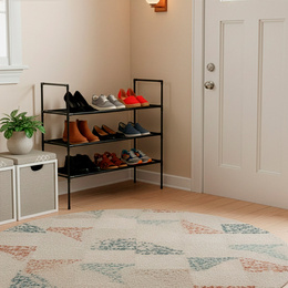 Regał na buty 3 poziomy szafka metalowa z półkami na obuwie 70x72x28 cm czarna