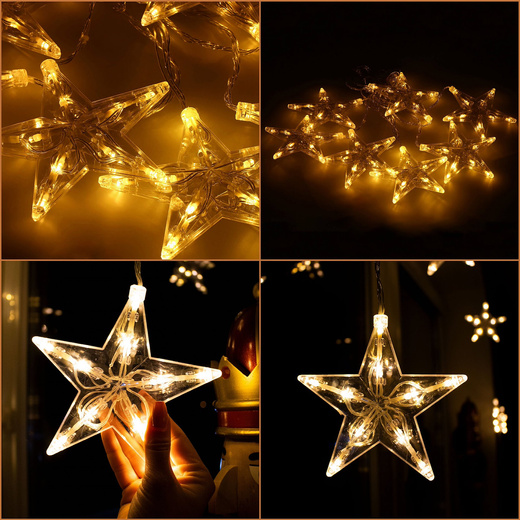 Kurtyna świetlna 70 Led gwiazdki lampki choinkowe wewnętrzne sople ciepły biały