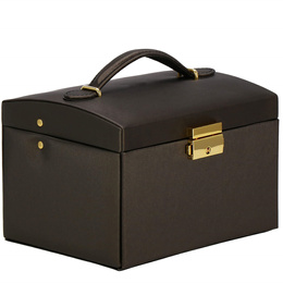 Szkatułka na biżuterię ekoskóra 17,5x14x12,5 cm brązowy organizer z przegródkami