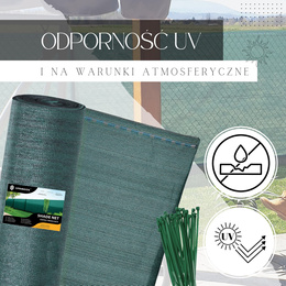 Siatka cieniująca 90% osłonowa 1x25m zielona 100 szt. opasek zaciskowych