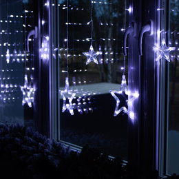Kurtyna świetlna 138 Led girlanda gwiazdki, lampki wewnętrzne sople zimny biały
