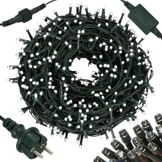 Kurtyna świetlna 300 led girlanda, lampki zewnętrzne sople zimny biały + flash