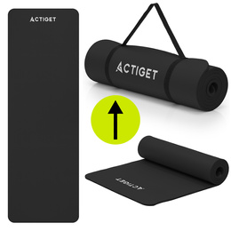 Mata do jogi, ćwiczeń fitness 183x61 cm antypoślizgowa, materac do stretchingu czarny