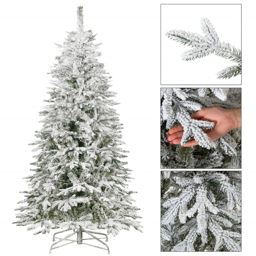 Choinka sztuczna 220 cm świerk premium ośnieżony jak żywy, nowoczesny, ze stojakiem