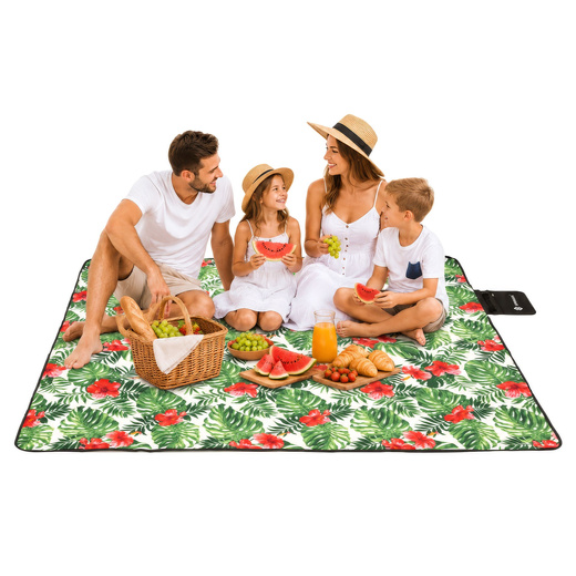 Koc plażowy piknikowy 200x160cm mata kwiaty