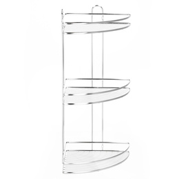 Półka łazienkowa narożna pod prysznic 3 poziomy, wisząca, srebrna