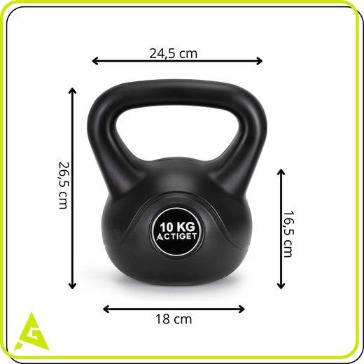 Kettlebell 10 kg odważnik, hantla do ćwiczeń ABS kula do treningu siłowego, czarny