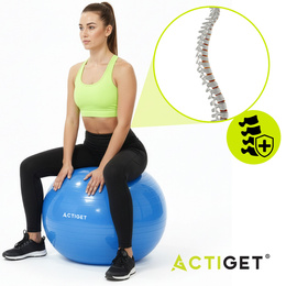 Piłka 55 cm do ćwiczeń pilates, rehabilitacyjnych, stretchingu z pompką, niebieska