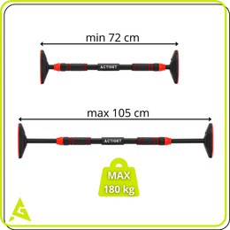 Drążek do podciągania 72-105 cm teleskopowy stalowy mocowany do futryny regulowany