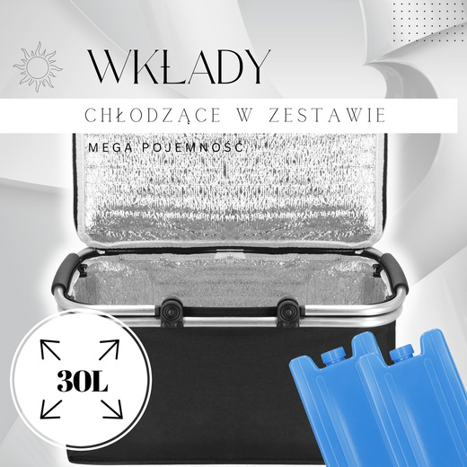Torba termiczna 30L kosz termiczny piknikowy na jedzenie czarny