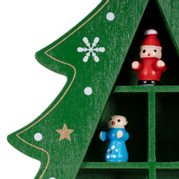 Choinka drewniana świąteczna 28 cm z figurkami dekoracja bożonarodzeniowa