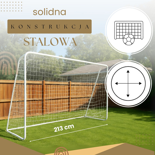 Bramka piłkarska stalowa 210x150 cm treningowa