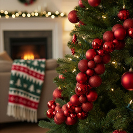 Girlanda świąteczna 160 cm łańcuch z bombek 130 szt. czerwone