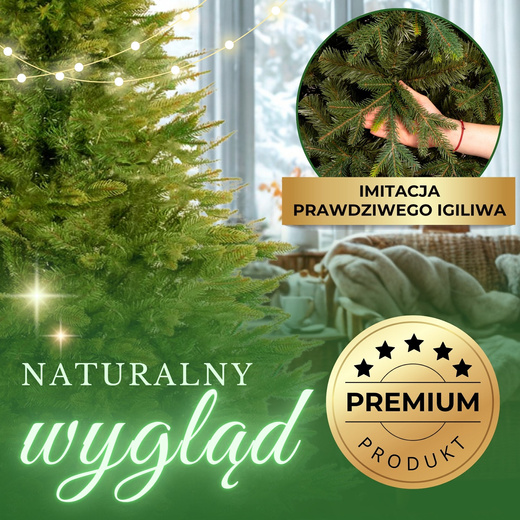 Choinka sztuczna 220 cm świerk naturalny z metalowym stojakiem