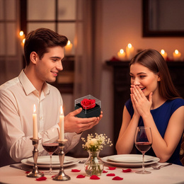 Wieczna róża z naszyjnikiem w pudełku prezentowym szkatułka na dzień kobiet walentynki