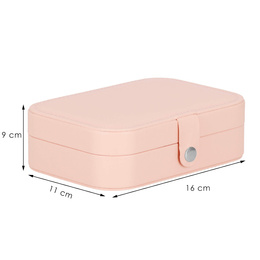 Szkatułka na biżuterię ekoskóra 16x11x5 cm różowy organizer z przegródkami