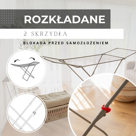 Suszarka na pranie składana teleskopowa na ubrania, bieliznę