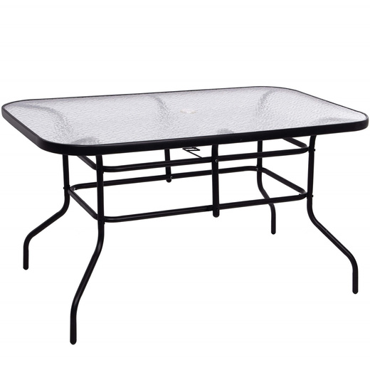 Meble ogrodowe na taras krzesła metalowe 6 szt. stół prostokątny 120 x 70 cm czarno-brązowy