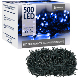 Lampki choinkowe 500 led niebieski + flash 25m oświetlenie świąteczne IP44