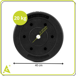 Obciążenie bitumiczne 20 kg talerz kompozytowy 29 mm krążek do sztangi hantli