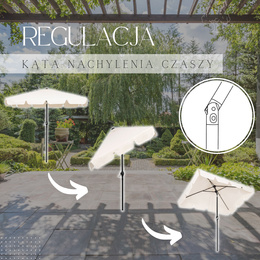 Parasol ogrodowy 240 cm duży składany z korbką na balkon, taras ecru