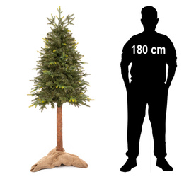 Choinka sztuczna na pniu 180 cm świerk naturalny ze stojakiem nowoczesny