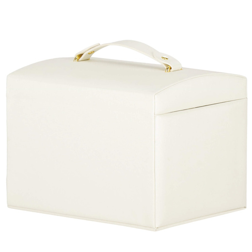 Szkatułka na biżuterię ekoskóra 17,5x12x13,5 cm kremowy organizer z przegródkami