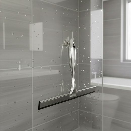 Ściągaczka do szyb, kabiny prysznicowej, łazienkowa ze stali nierdzewnej z uchwytem, srebrna