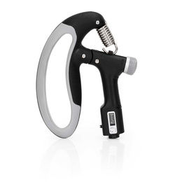 Ściskacz do rąk z regulacją oporu 10-100 kg licznik ruchu, do ćwiczeń dłoni, rehabilitacji szaro-czarny