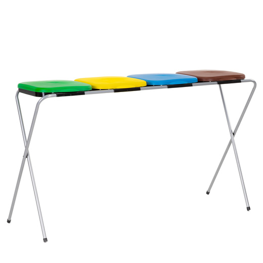 Stojak na worki na śmieci 4 komory kosz do segregacji odpadów, stelaż z pokrywami