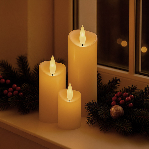 Świeca elektryczna LED wkład do znicza 18,5 cm świeczka na baterie z ruchomym płomieniem