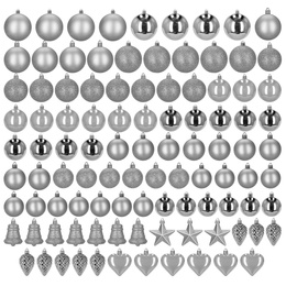 Bombki choinkowe 100 szt. zestaw dekoracji świątecznych zawieszki nietłukące srebrne