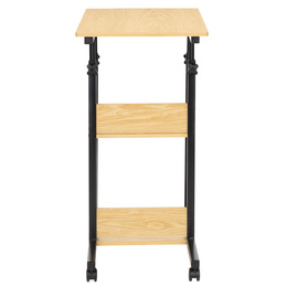 Stolik na kółkach regulowany 76-86 cm biurko mobilne pod laptopa jasnobrązowe
