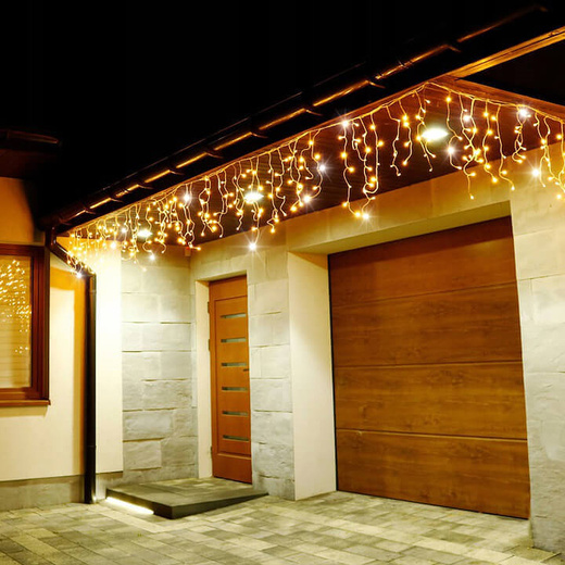 Kurtyna świetlna 500 led girlanda, lampki wewnętrzno-zewnętrzne sople biały zimny biały + ciepły biały flash