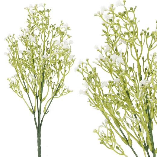 Sztuczna gipsówka 5 gałązek zielony bukiet z białymi kwiatami dekoracyjny 37 cm