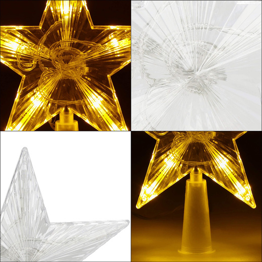 Czubek na choinkę świecąca gwiazda 10 Led szpic ciepły biały