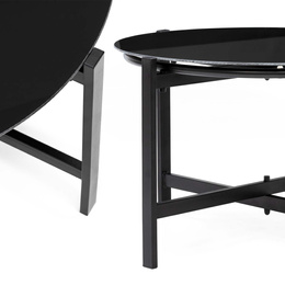 Meble ogrodowe, zestaw dla 4 osób sofa, krzesła, stolik metalowe, czarne