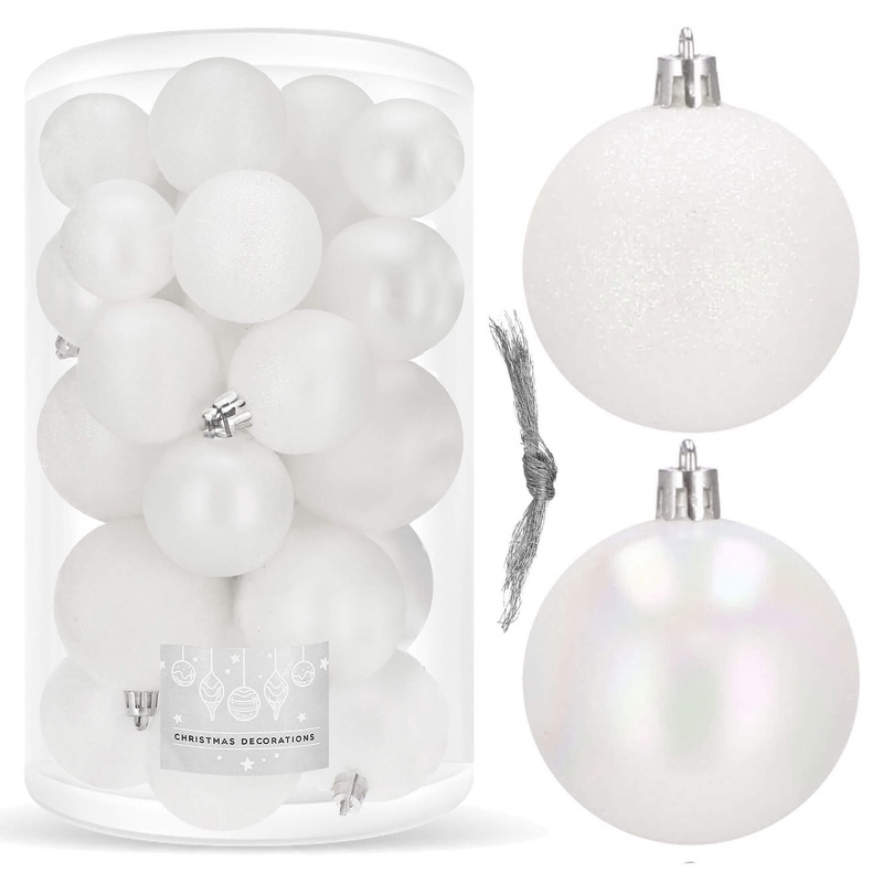 Bombki choinkowe 30 szt. ozdoby świąteczne biały