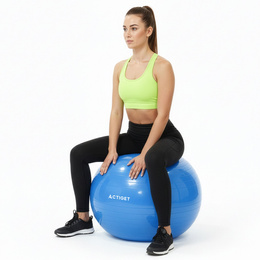 Piłka 55 cm do ćwiczeń pilates, rehabilitacyjnych, stretchingu z pompką, niebieska