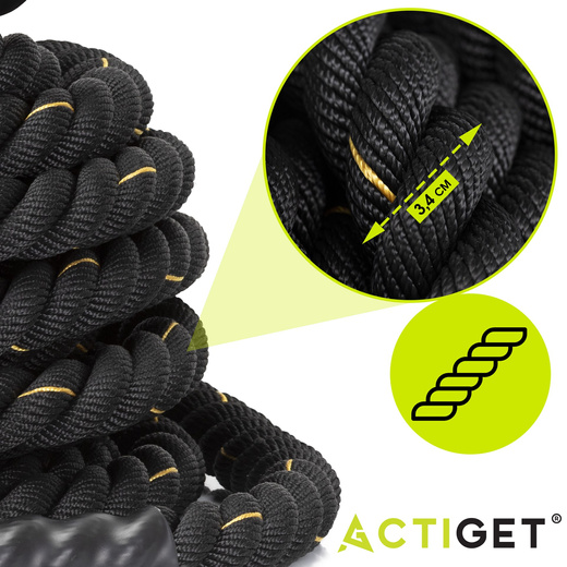 Lina treningowa do crossfit 9 m Battle Rope Power do ćwiczeń siłowych czarna