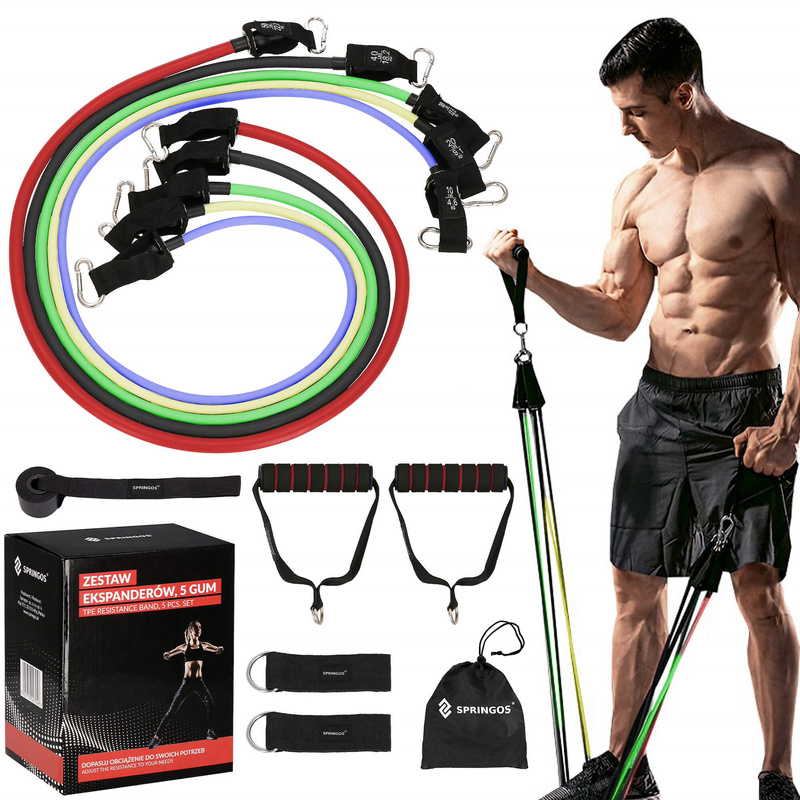 Guma oporowa zestaw 5 szt. ekspander, taśma do ćwiczeń 4,5-22,7 kg