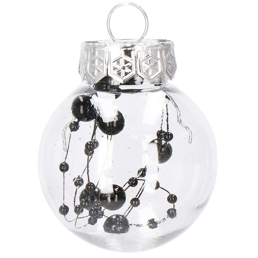 Bombki choinkowe przeźroczyste 24 szt. czarny 5cm zestaw choinkowy