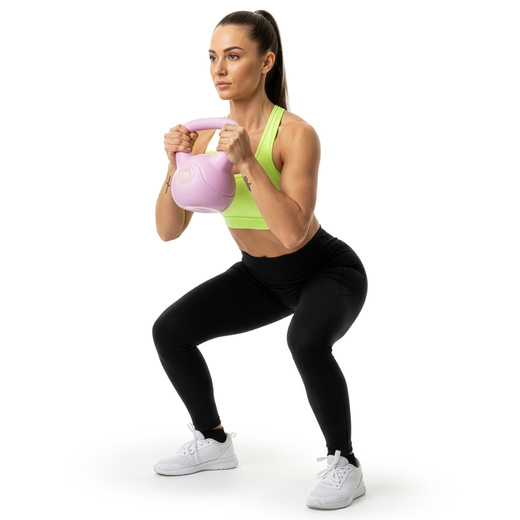 Kettlebell 8 kg odważnik, hantla do ćwiczeń ABS kula do treningu siłowego, różowa