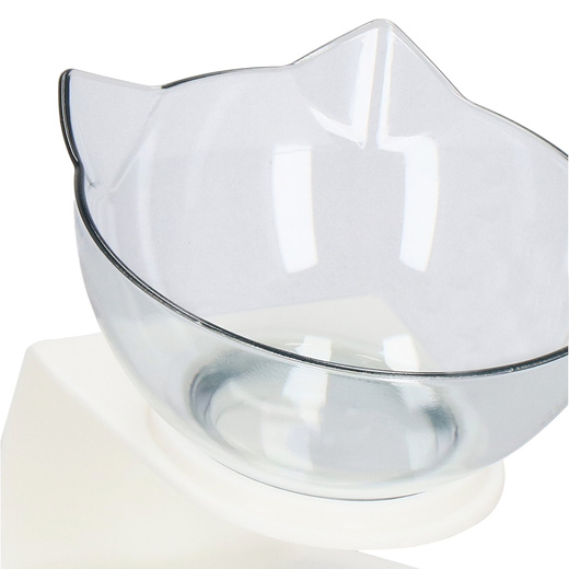 Miska dla psa i kota z antypoślizgową podstawką i uszami biała