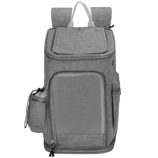 Plecak transportowy dla psa, kota, nosidło podróżne dla zwierząt 39 x 28 x 27 cm szare