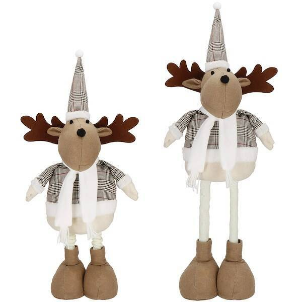 Renifer 50-67cm ozdoba świąteczna, krasnal świąteczny, gnom na teleskopowych nóżkach brązowy